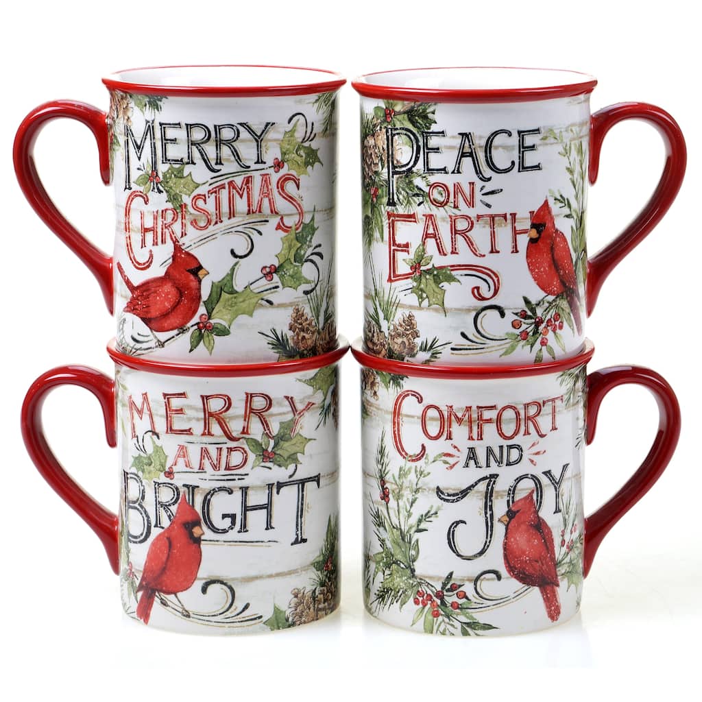 Certified International Evergreen Christmas 16 oz. Mugs (Set of 4)