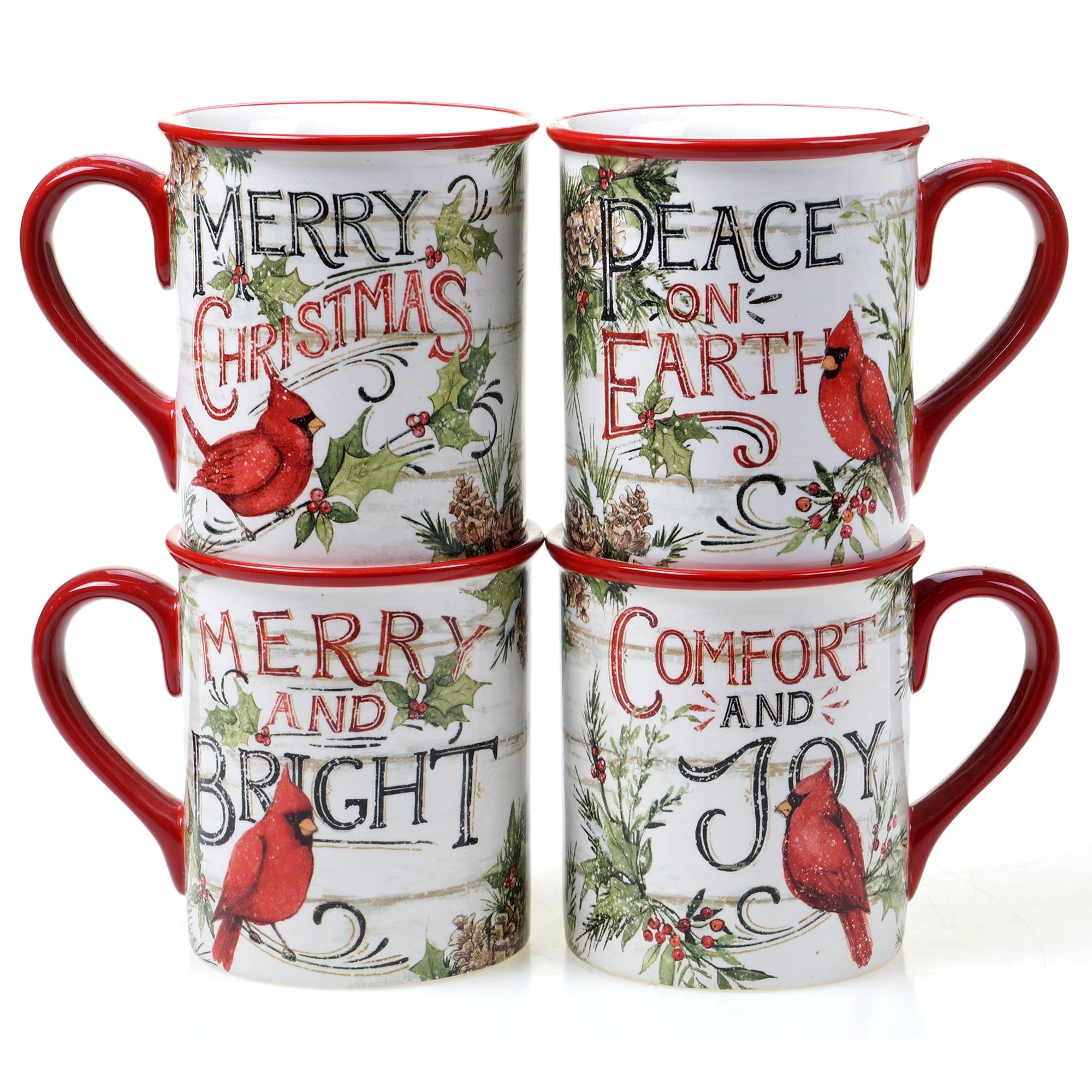 Certified International Evergreen Christmas 16 oz. Mugs (Set of 4)