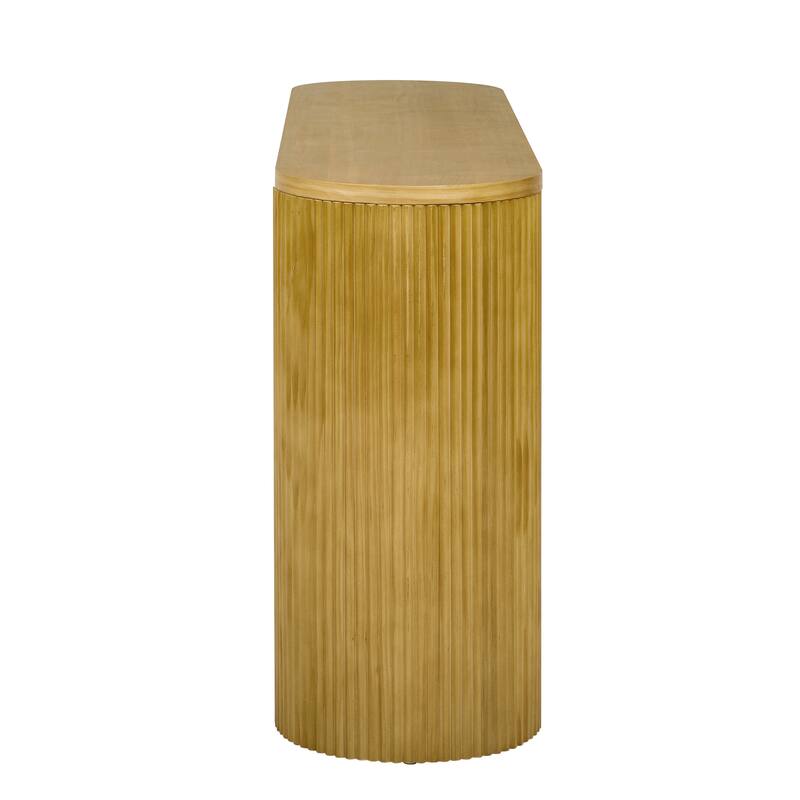 Curved Console Table Accent Table for Living Room, Vertical Line Design Entryway Table Sofa Side Table with Drawers