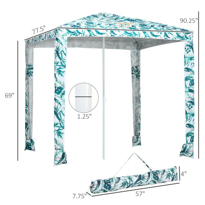 Quick Beach Cabana Canopy Umbrella, 6.5' Easy-Assembly Sun-Shade Shelter with Sandbags and Carry Bag