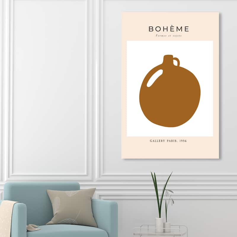 Wynwood Studio Canvas Abstract Boheme Ceramic Shape Brown and Modern & Contemporary Wall Art Canvas Print - 54 x 36