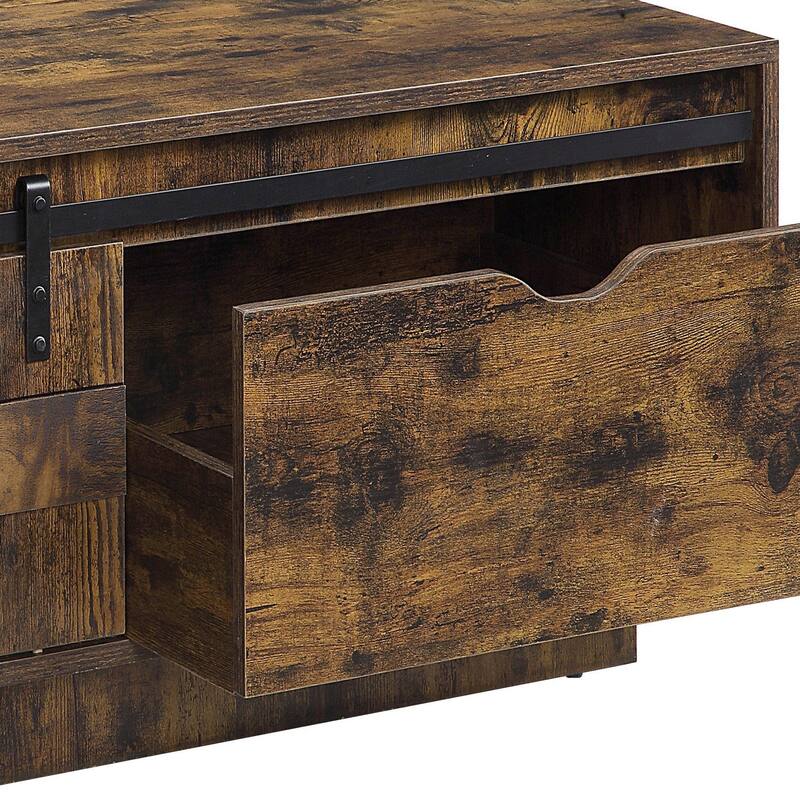 Chickanaw Rustic Oak Coffee Table with Sliding Barn Door