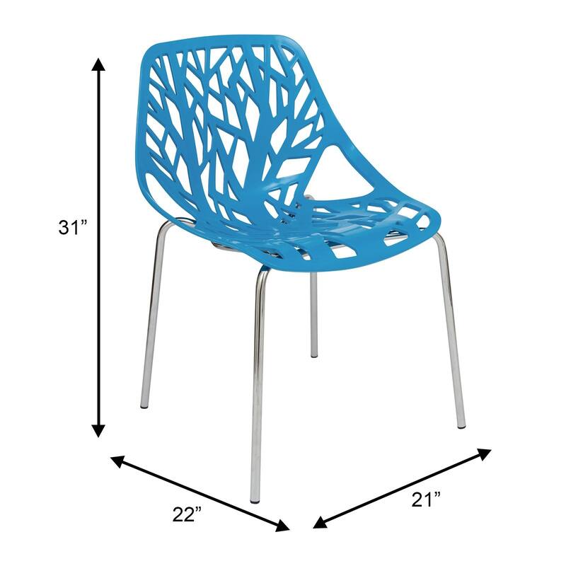Asbury Stackable Dining Chair with Chrome Legs Side Chair with Modern Cut-Out Design Backrest