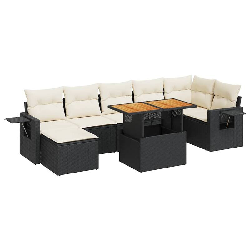 vidaXL Patio Sofa Set with Cushions Table and Sofa Modules 8 Piece Poly Rattan - 21.7 x 39.4 x 28.7
