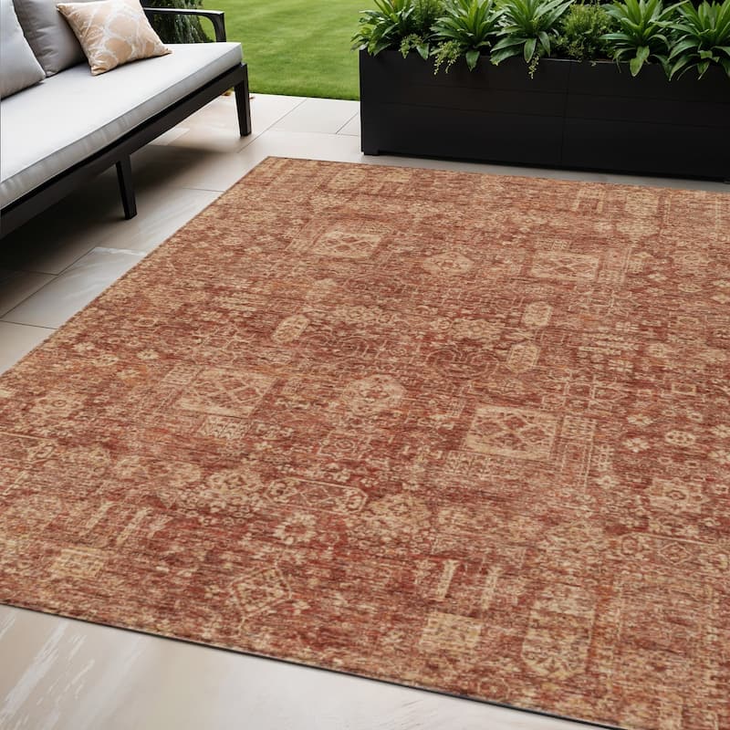 HomeRoots Oriental Transitional Rectangle Outdoor Rug - 5' X 8'