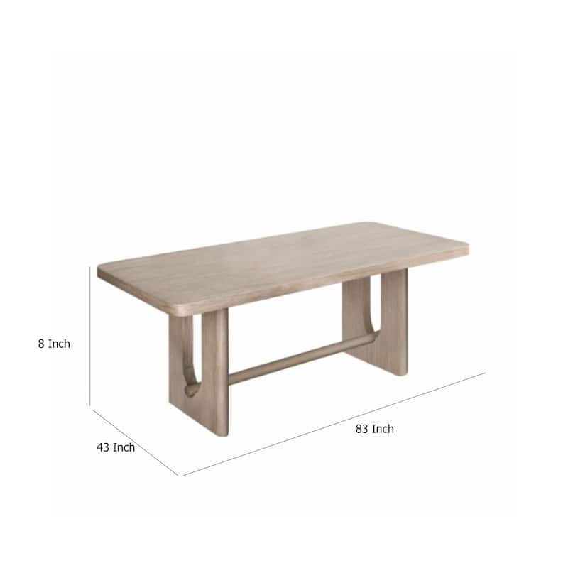 Zoko Dining Table, Pedestal Base, Classic White Wash Wood 83 Inch