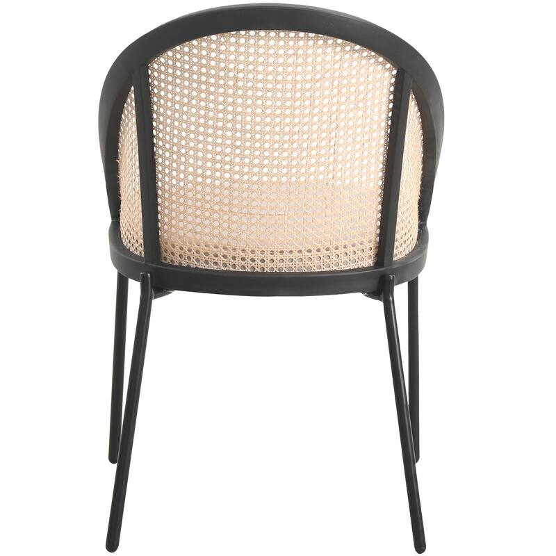 Urbane Modern Stylish Dining Chair with Vinyl Fabric Seat and Wicker Back for Dining Room & Kitchen, Set of 2