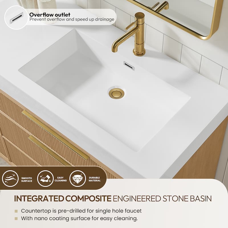 Hohhot Bath Vanity with Integrated Stone Sink Top without Mirror