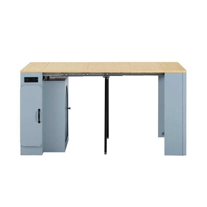 Extendable Dining Table with Removable Leaves, Rolling Kitchen Island with Power Outlet, Sideboard Cabinet with Storage