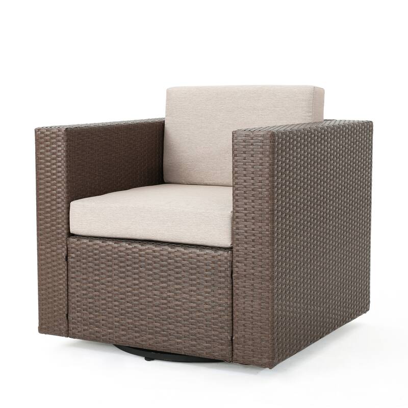 Puerta Outdoor 5-piece Wicker Chair and Square Stone Firepit Set by Christopher Knight Home