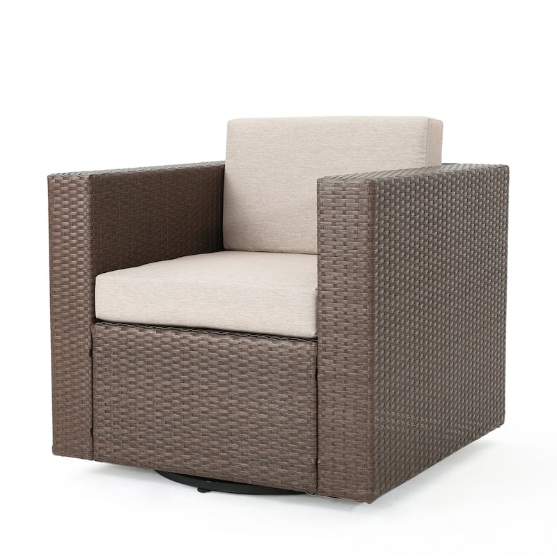 Puerta Outdoor Wicker Swivel Club Chair by Christopher Knight Home