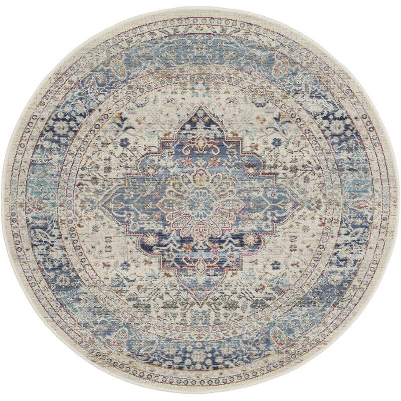 HomeRootsFloral Transitional Round Area Rug - 48' X '48' X '0.5