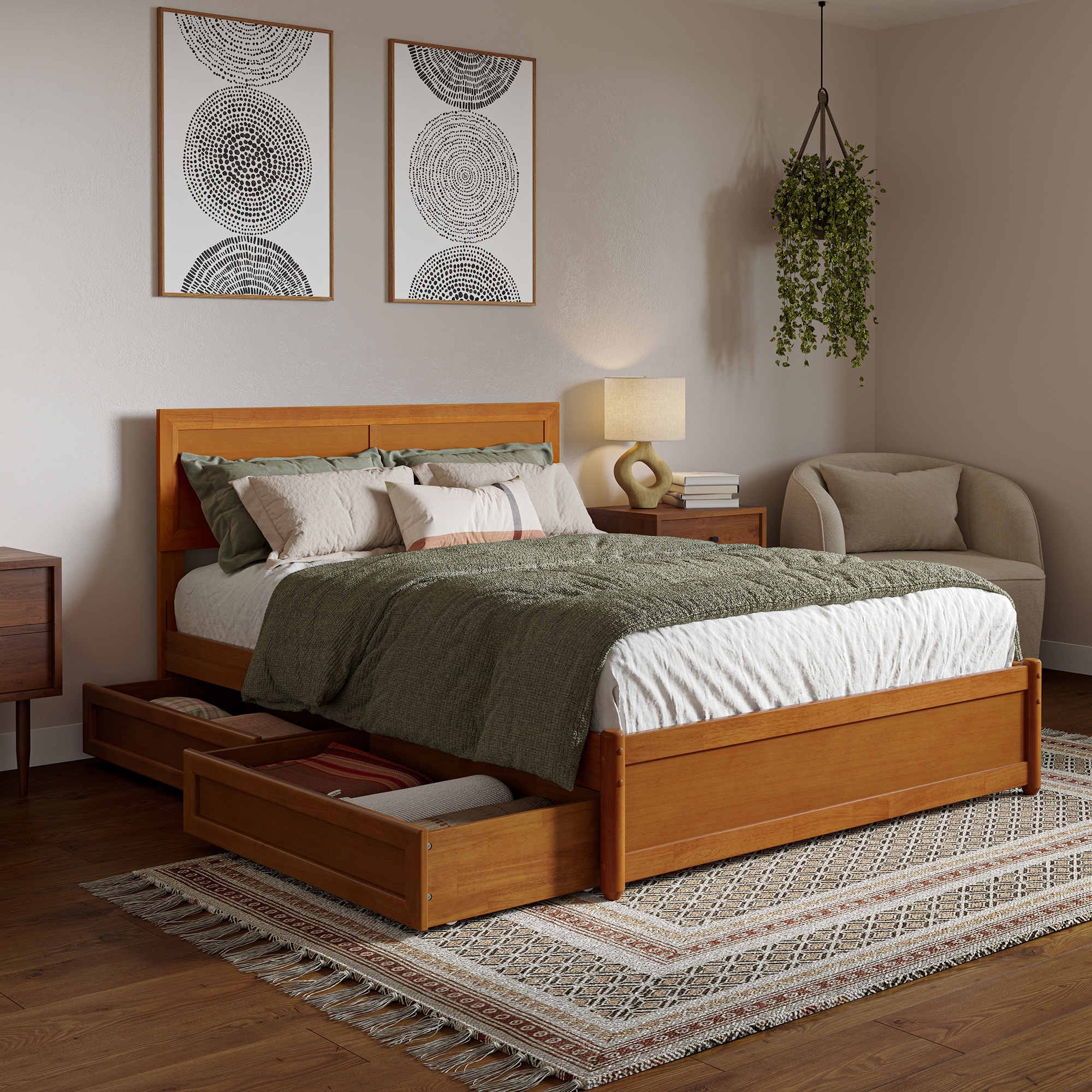 Lylah Platform Bed with Footboard & Set of 2 Storage Drawers