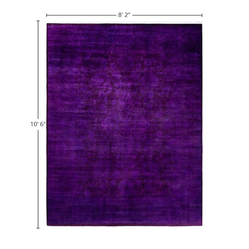 Fine Vibrance One-of-a-Kind Hand-Knotted Area Rug - Purple, 8' 2" x 10' 6" - 8' 2" x 10' 6"