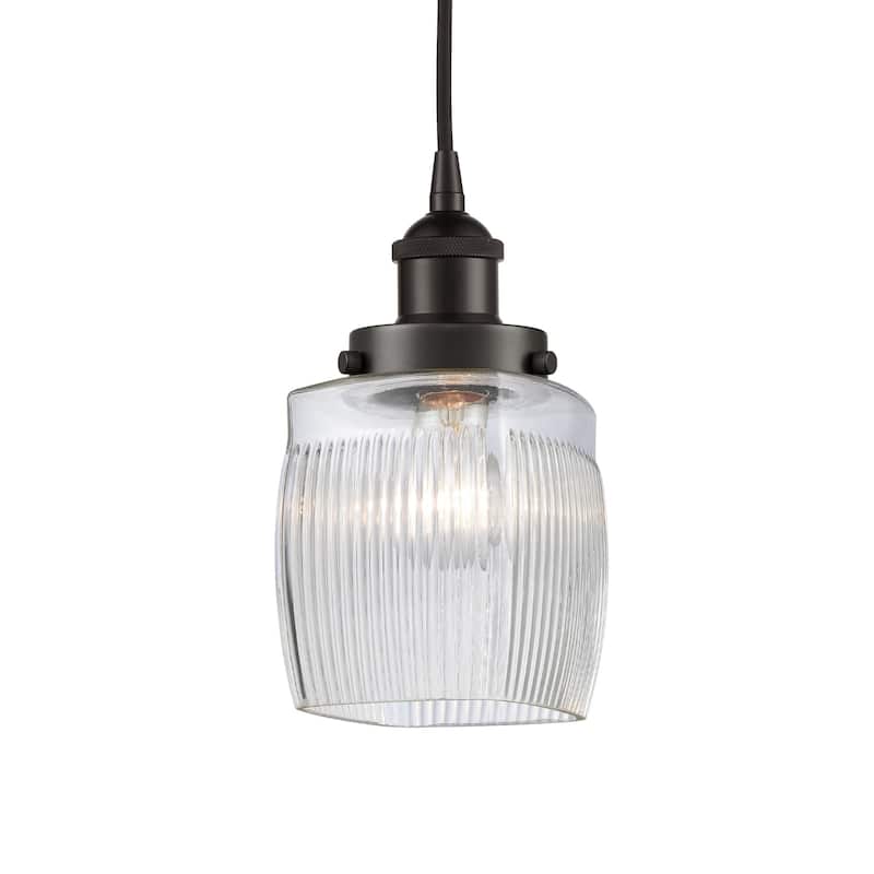 Innovations Lighting 616-1PH-10-6 Colton Pendant Colton 6" Wide Mini - Oil Rubbed Bronze / Clear Halophane