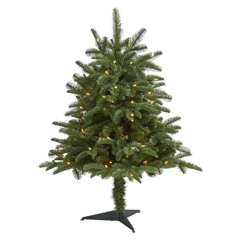 3ft. Spruce Artificial Christmas Tree with 100 Warm White Lights and 458 Branches - Petite X-Mas Décor Tree for Holiday Cheer