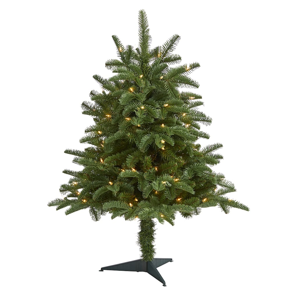 3ft. Spruce Artificial Christmas Tree with 100 Warm White Lights and 458 Branches - Petite X-Mas Décor Tree for Holiday Cheer