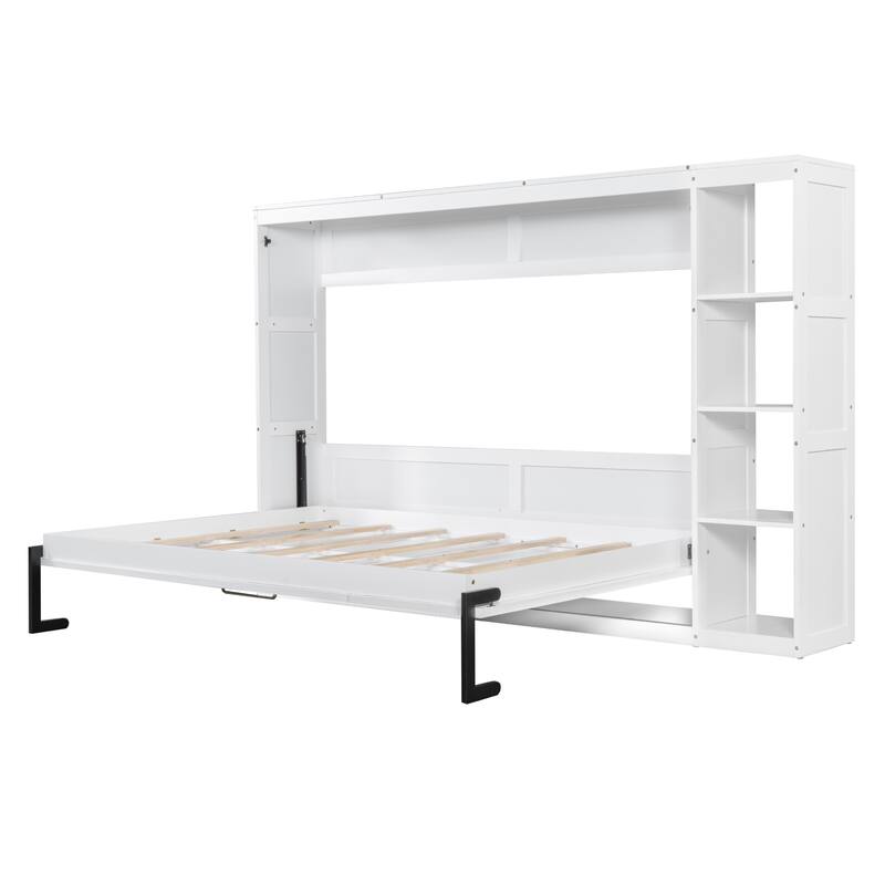 Full Size Space Saving Murphy Bed with Bookshelf