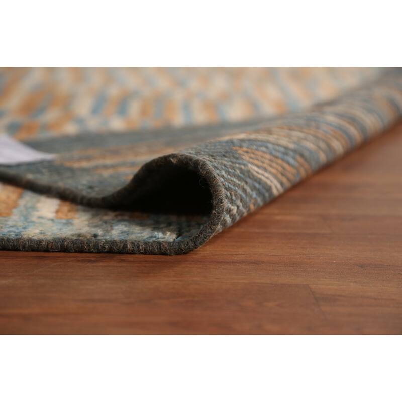 Striped Moroccan Oriental Area Rug Handmade Wool Carpet - 6'9" x 9'9"