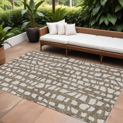 HomeRoots Abstract Transitional Rectangle Outdoor Rug