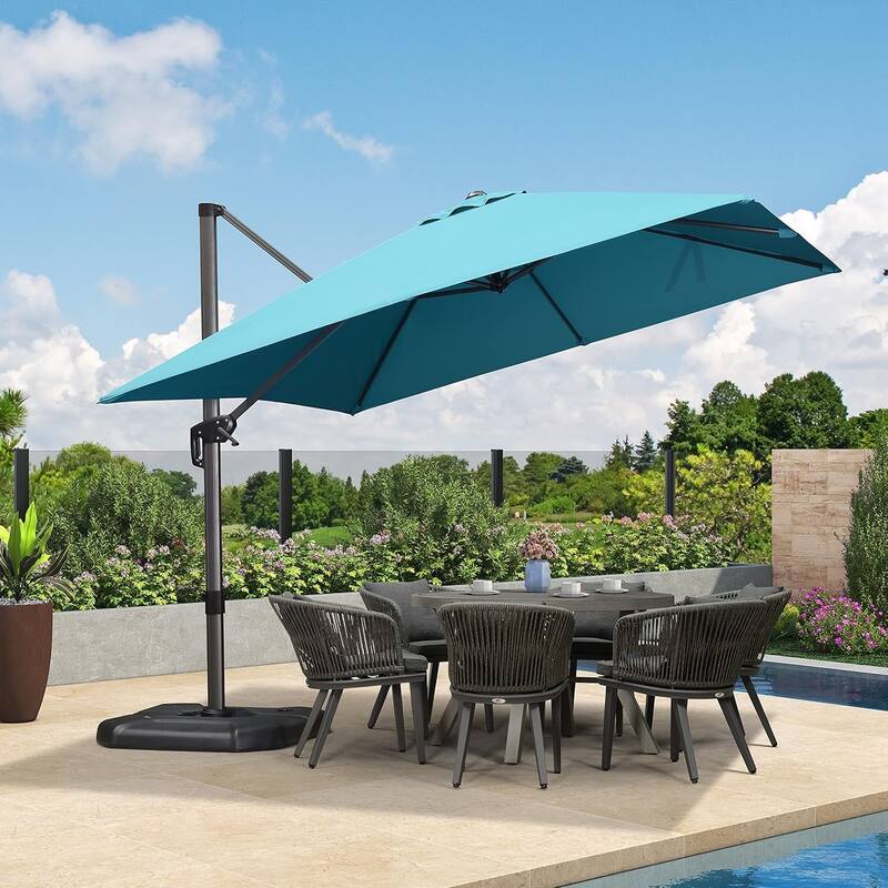 PURPLE LEAF 10 ft Square 360 Degree Rotation Patio Cantilever Umbrella
