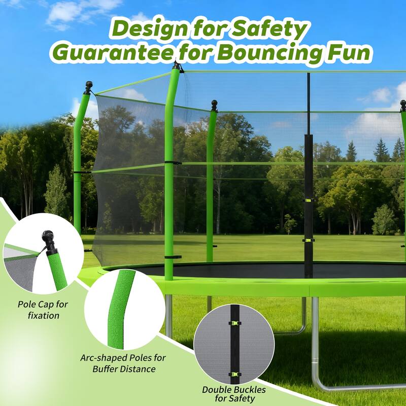 16ft Trampoline with Ladder and Enclosure Net for Kids and Adults, Heavy-duty 16' Outdoor Trampoline for Backyard
