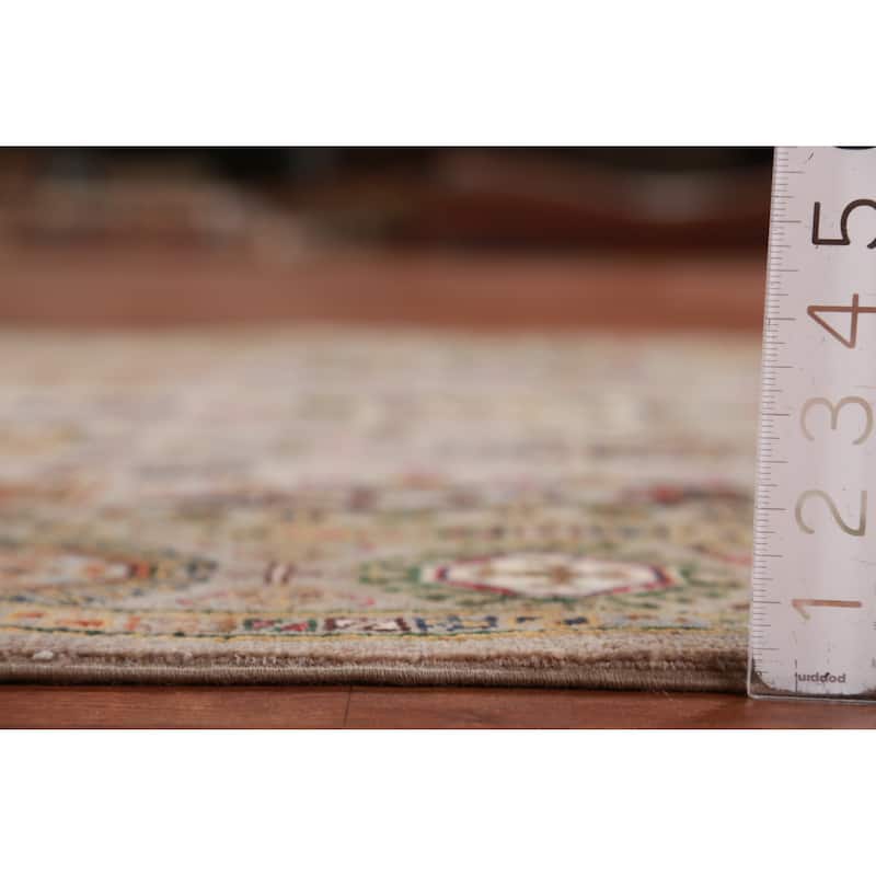Hand Knotted Oriental 100% Wool Carpet Traditional Geometric Beige & Ivories Kazak Area Rug - 5' 8'' X 4' 0''