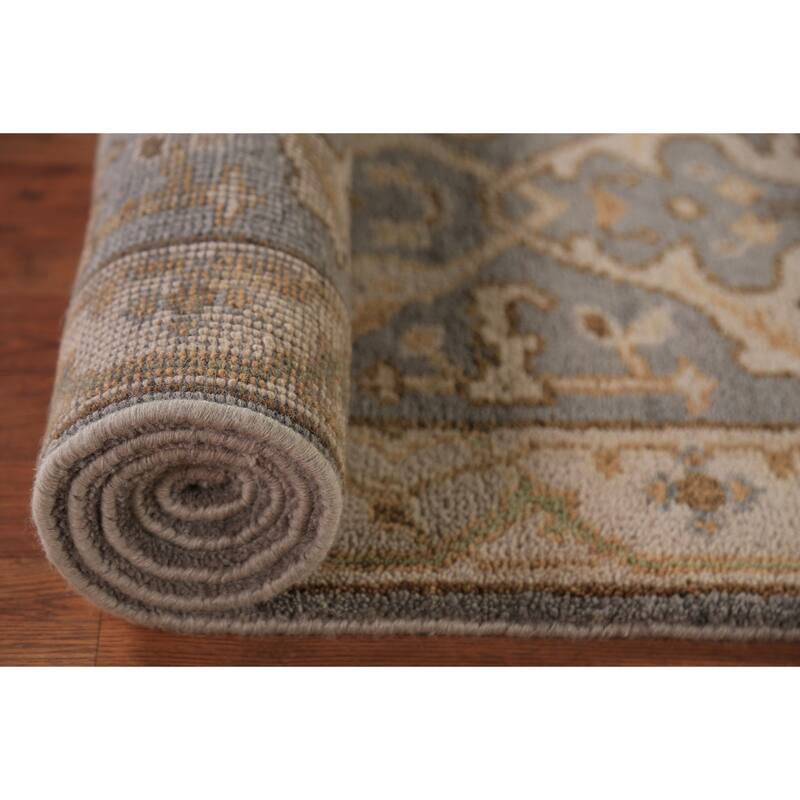 Gray Oushak Indian Runner Rug Hand-Knotted Wool Carpet - 2'8" x 8'1"
