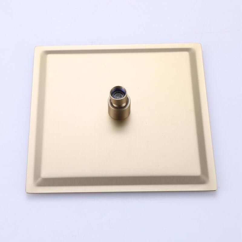 Brushed Gold 1-Spray Square Wall Bar Shower Kit with Hand Shower - 10 inch