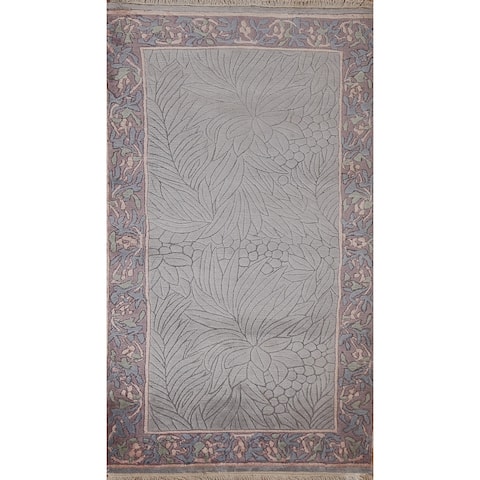 Nature Print Nepalese Oriental Runner Rug Hand-knotted Wool Carpet - 4'10" x 4'10"