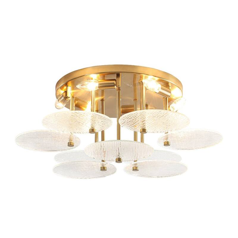 Contemporary Glam 6-Light Clear Ripple Glass Tiered Semi-flush Mount - 25.0 in