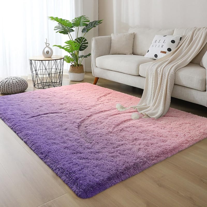 Shaggy Home Decor Carpet Luxury Gradient Rug for Living Room Bedroom