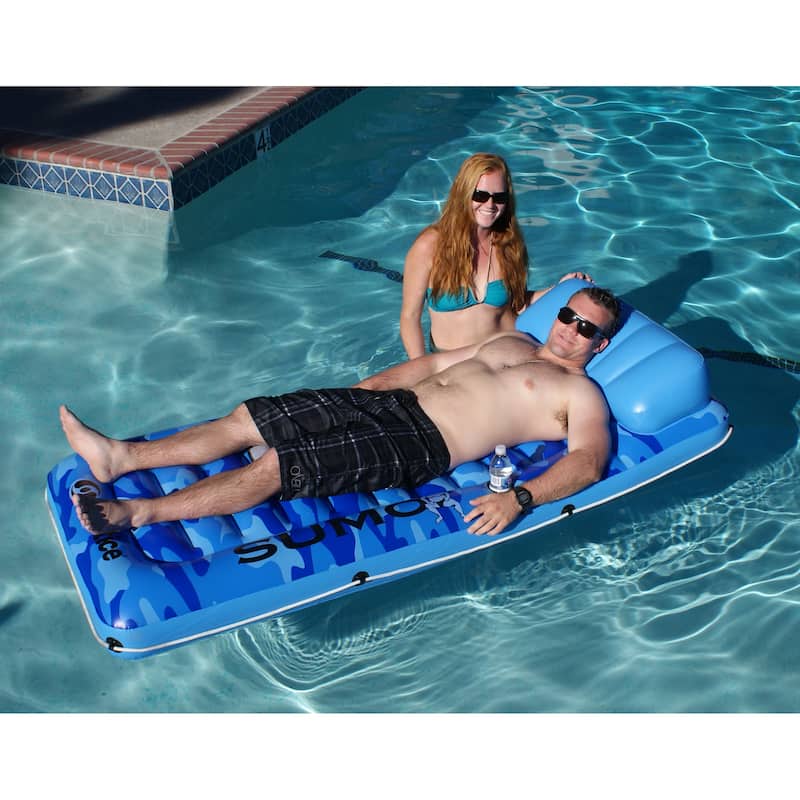 81-Inch Inflatable Blue Camouflage Sumo Sized Swimming Pool Raft - 81"