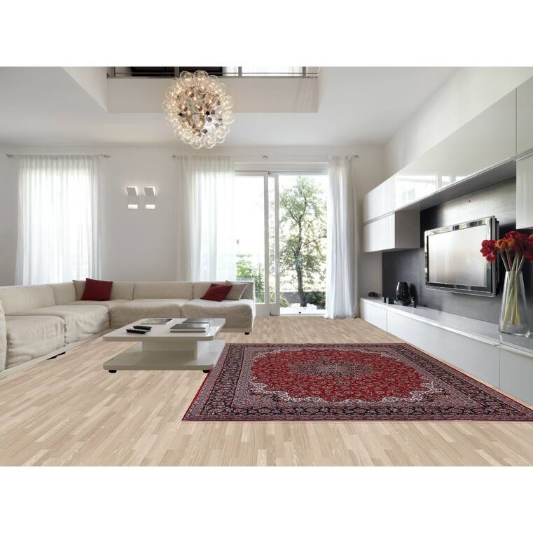 Traditional Floral Red Kashan Turkish Rug Machine-Made Oriental Carpet - 9'7" x 13'2"