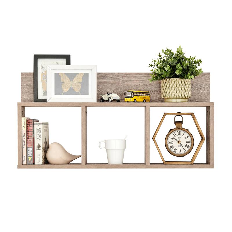 Danya B. Modern 3-Cube Floating Cubby Wall Shelf with Display Ledge