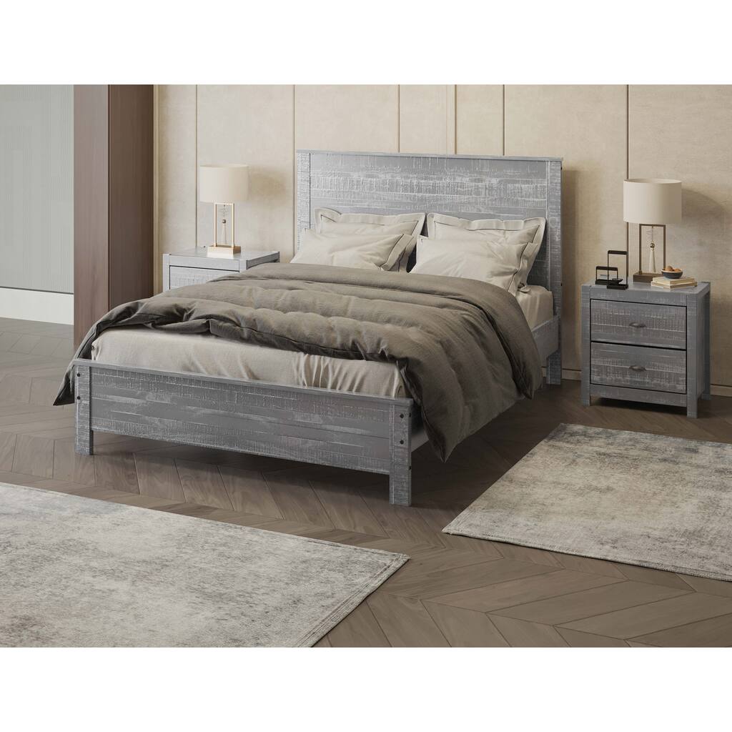 Solid Wood Bed, Modern Rustic Wooden Queen Size Bed Frame Box Spring Needed