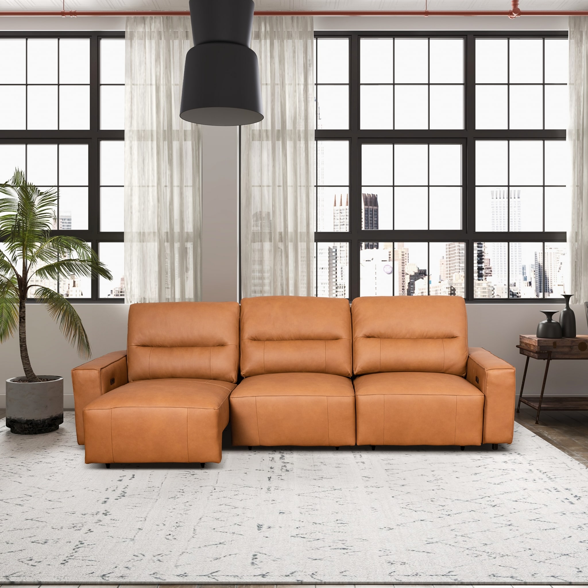 Cressida Triple Power Multi-Functional Genuine Leather Sofa - On