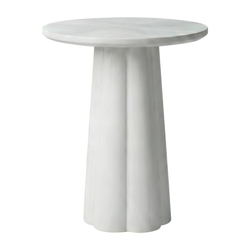 Trevo Round Solid Wood Side Table with Pedestal Base by East at Main