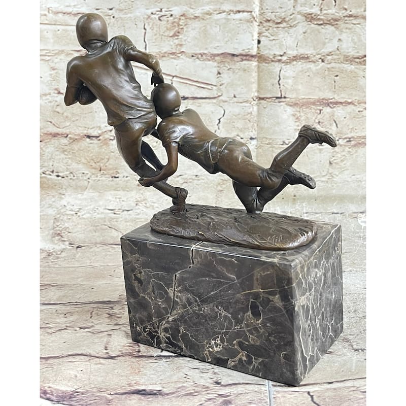 American Football Nfl Afl Athlete Bronze Sculpture Statue Trophy On Marble Base