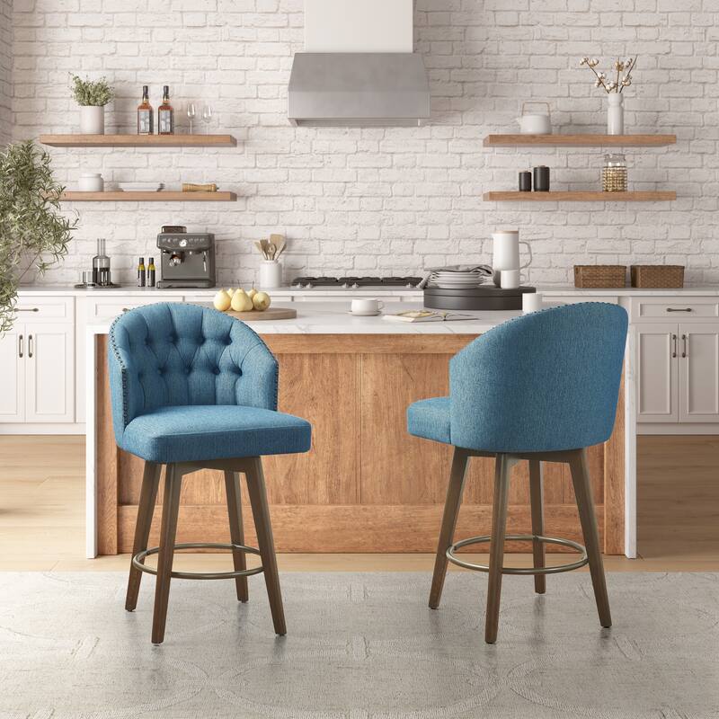Madison Park Boyle Upholstered 360 Degree Swivel Counter Stool 26" H