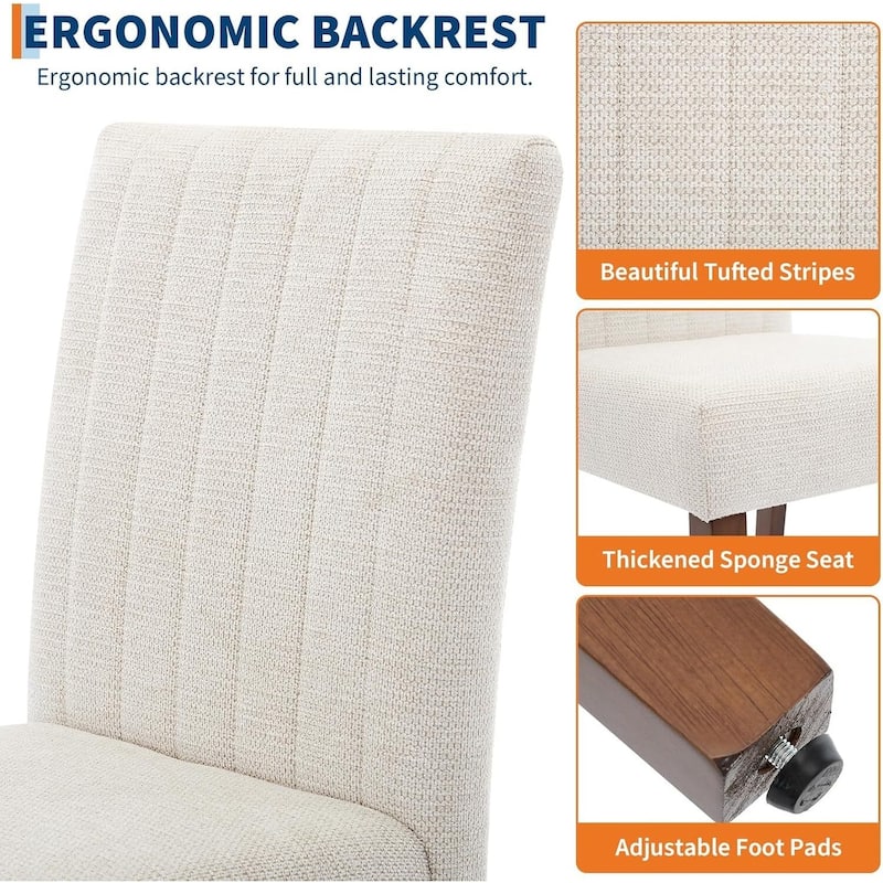 Set of 2 Modern Parsons Upholstered Dining Chairs for Dining Room, Cafe & Home