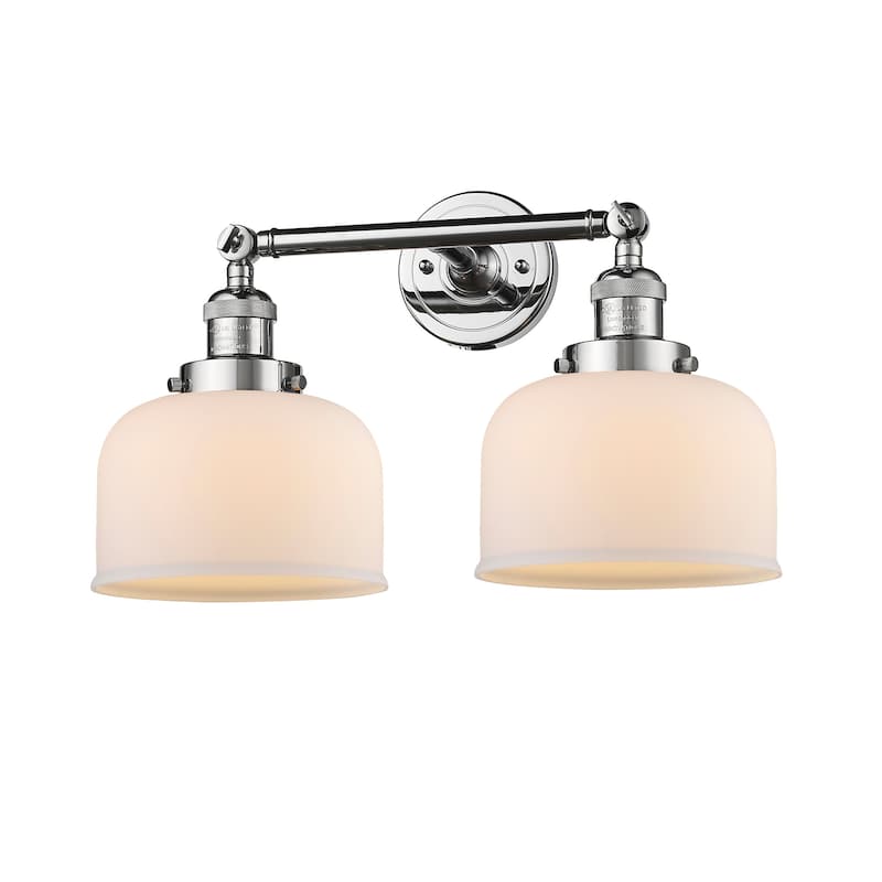 Innovations Lighting Large Bell 2 Light 19" Wide Bathroom Vanity Light - Polished Chrome / Matte White Cased
