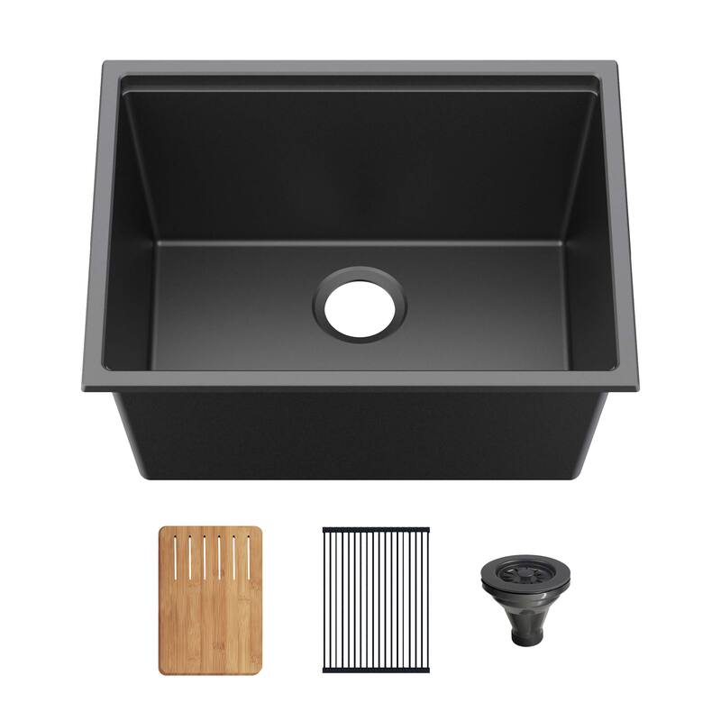 25" Undermount Workstation Single Bowl Quartz Kitchen Sink