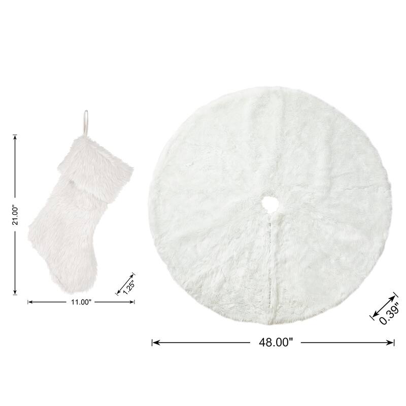 Glitzhome Set of 3 Red or White Snowflake Christmas Stocking and Tree Skirt Decoration