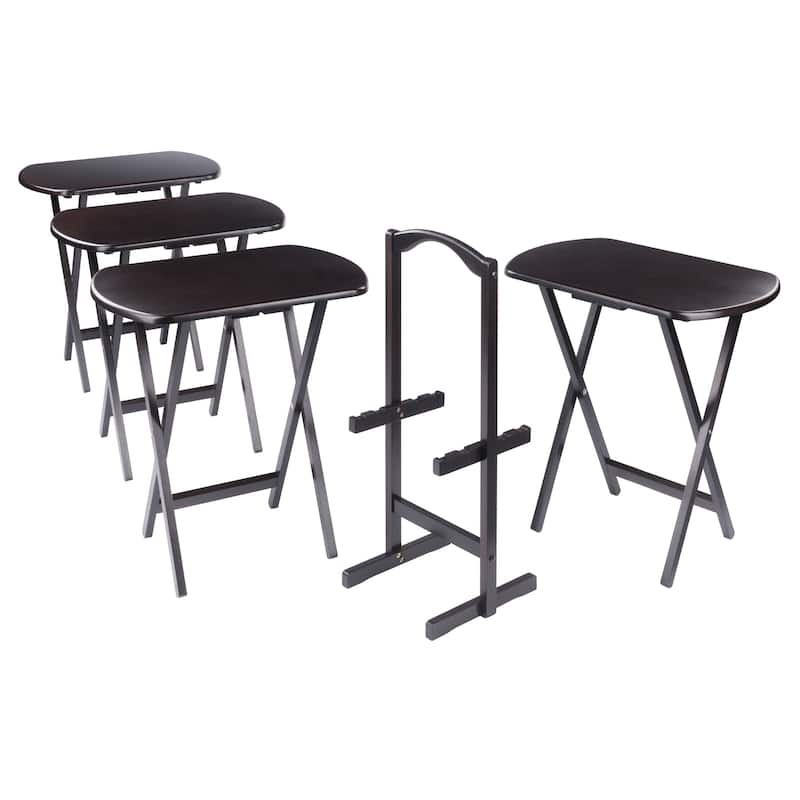 Corbett 4 Snack Tables with Stand Coffee Finish