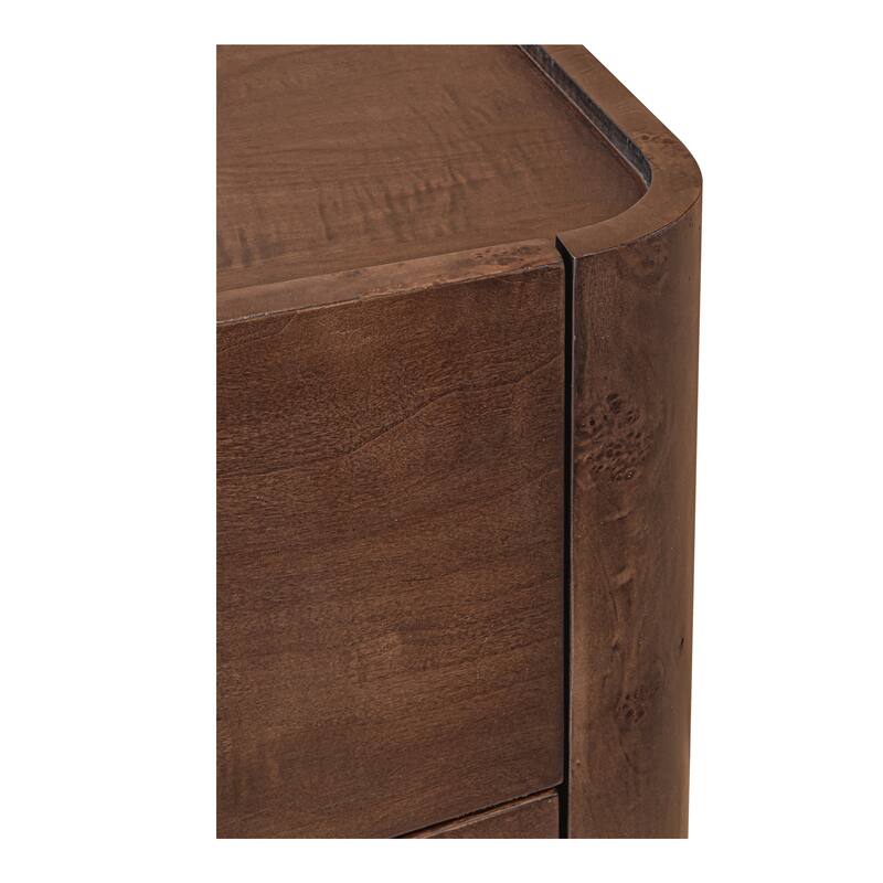 NADAAL STUDIOS Virel Dark Brown Burl Veneer and Solid Oak 6-Drawer Dresser with Lip Detail