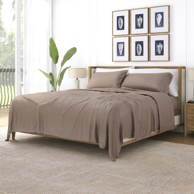 Becky Cameron Luxury Rayon From Bamboo Sheet Set - Twin - Taupe