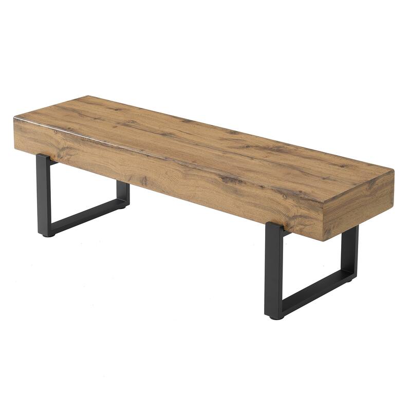 Roomfitters 59" Wood Bench, Modern Farmhouse Entryway Bench with Metal Legs, Bedroom End Seating, Kitchen Dining Bench