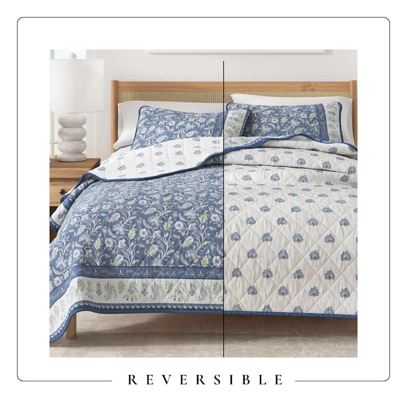 Linery & Co. Boho Floral Cotton Quilt and Sham Set