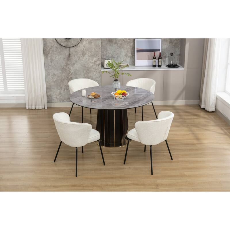 Modern 2 Piece Fabric Kitchen Dining Chair with Backrest, Cushions, Metal Legs for Dining Room Kitchen Living Room Bedroom